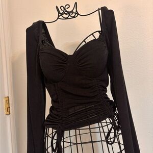 No Boundaries Black Ruched Blouse